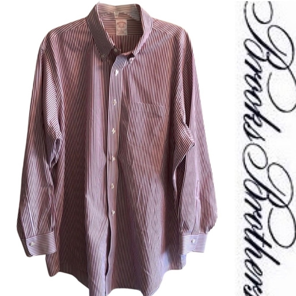 Brooks Brothers Traditional Fit Striped Oxford Shirt Size 17 1/2 - 34